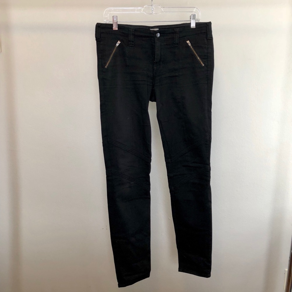 J Crew Black Jeans w/ Zippers & Stitch Details